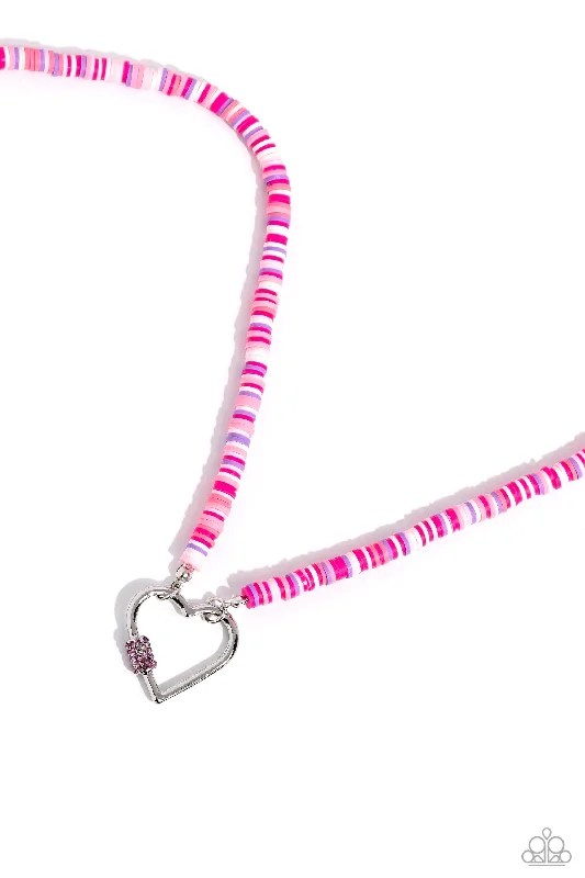 matching necklace and earrings sets -Clearly Carabiner - Pink