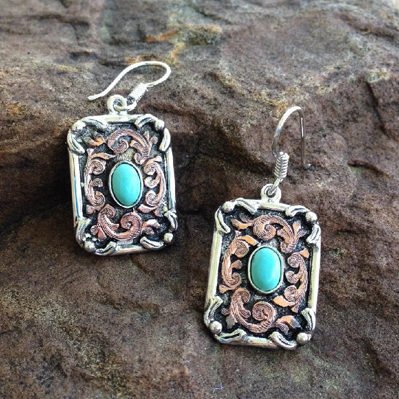 dazzling crystal earrings -J. Antique Turquoise or Copper Turquoise Earrings