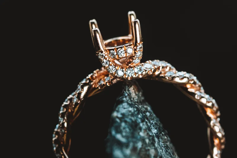 engagement rings with sapphire accents -14k Rose Gold and Diamond Mounting