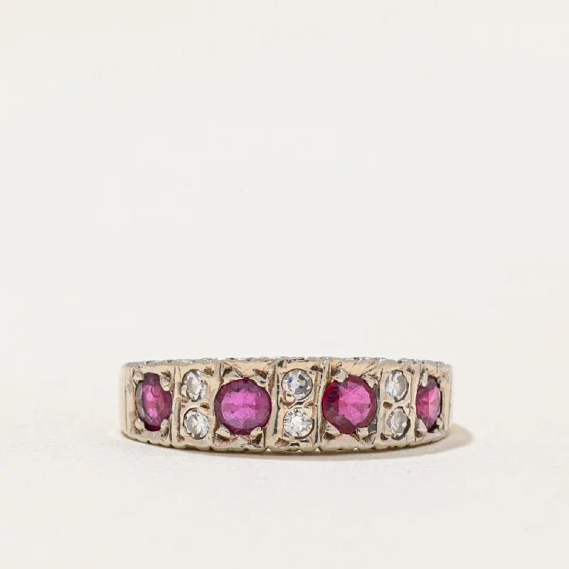 rose gold engagement rings -Ruby & White Sapphire Ring | 0.36ctw, 0.09ctw | SZ 4.25 |