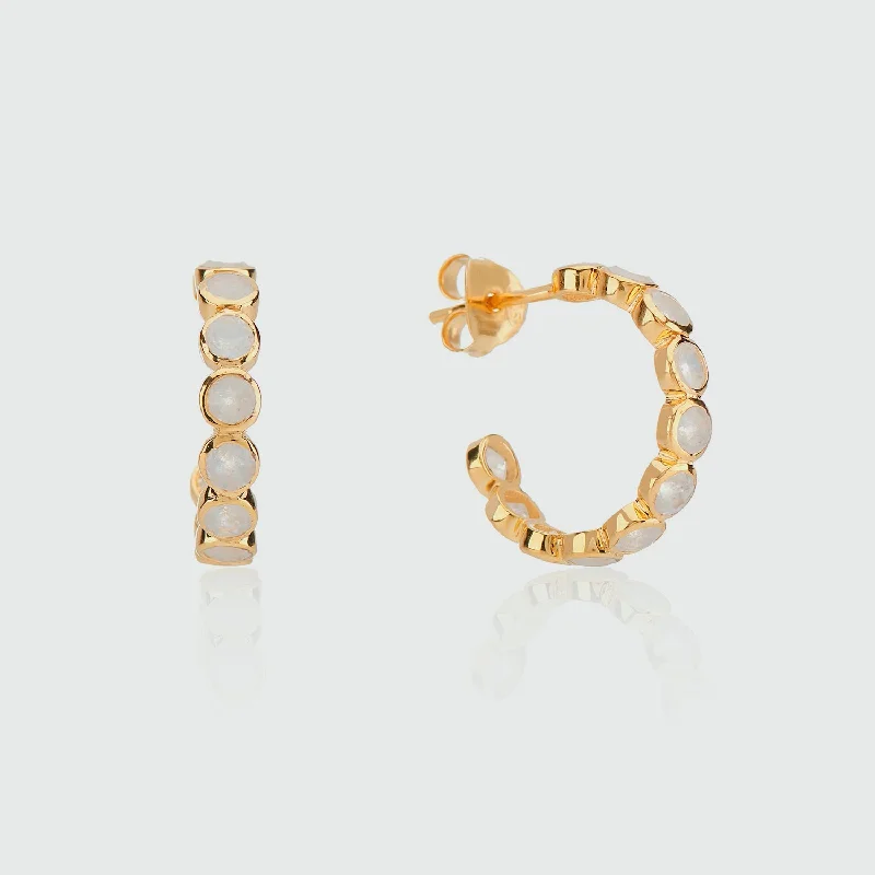 fashion diamond earrings -Ortigia Moonstone & Gold Vermeil Hoop Earrings