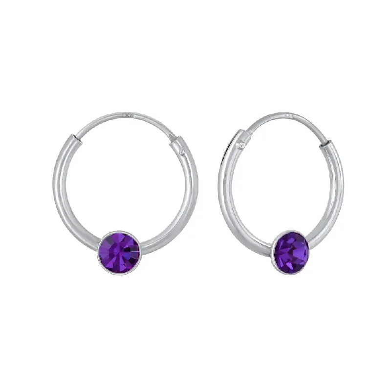 large stud earrings -Children's Sterling Silver 'February Birthstone' Hoop Earrings