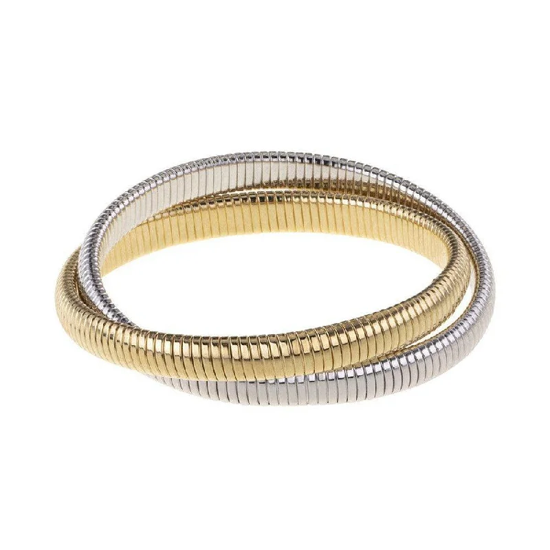 fashion bangles and bracelets -Small Double Cobra Bracelet in Rhodium and Gold