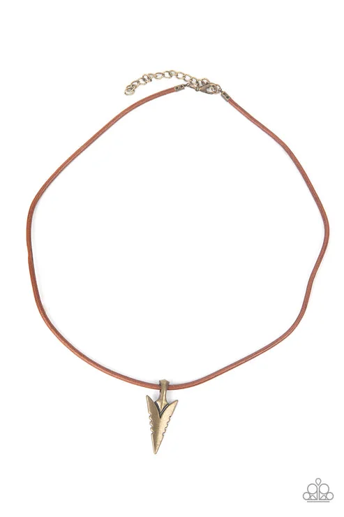 engraved name necklaces for women -Pharaoh's Arrow Brass Necklace