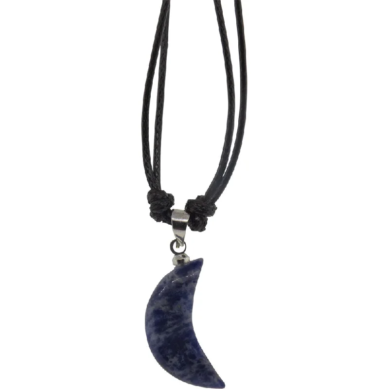 luxury sapphire necklaces -Gemstone Moon Necklace - Sodalite