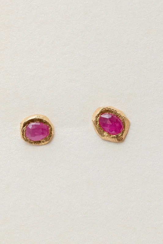 stylish silver stud earrings -18k Rose Cut Earrings | Ruby Sapphire