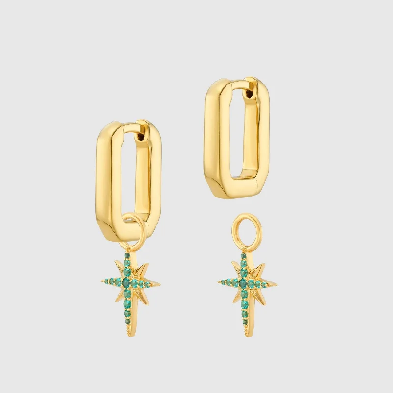 personalized jewelry earrings -Auree x @theeditbutton Gold Interchangeable Hoop & Green Star Drop Earrings