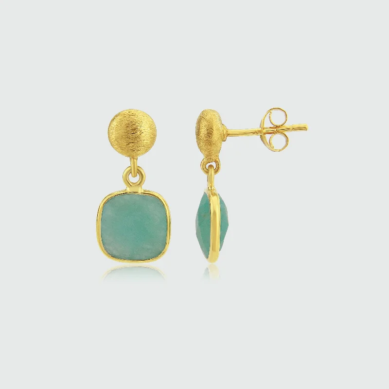 luxury ear cuffs -Iseo Amazonite & Gold Vermeil Earrings