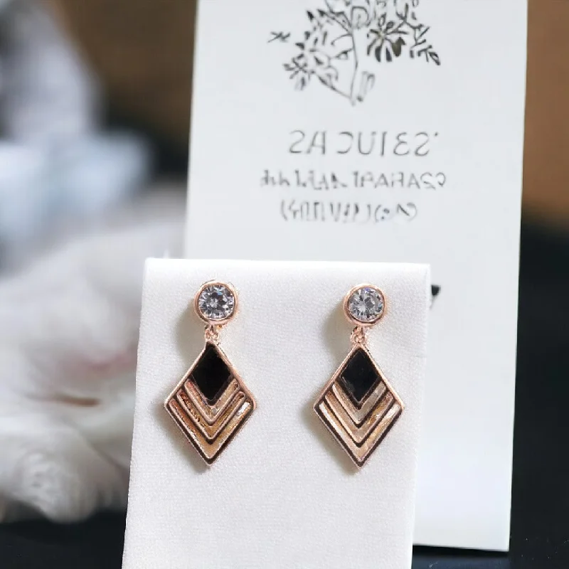 boho earrings for women -Rosegold geomatrical design drop earrings for women and girls