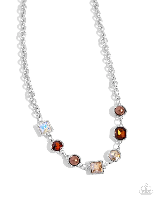 trendy women’s necklaces -Bejeweled Bravado - Brown