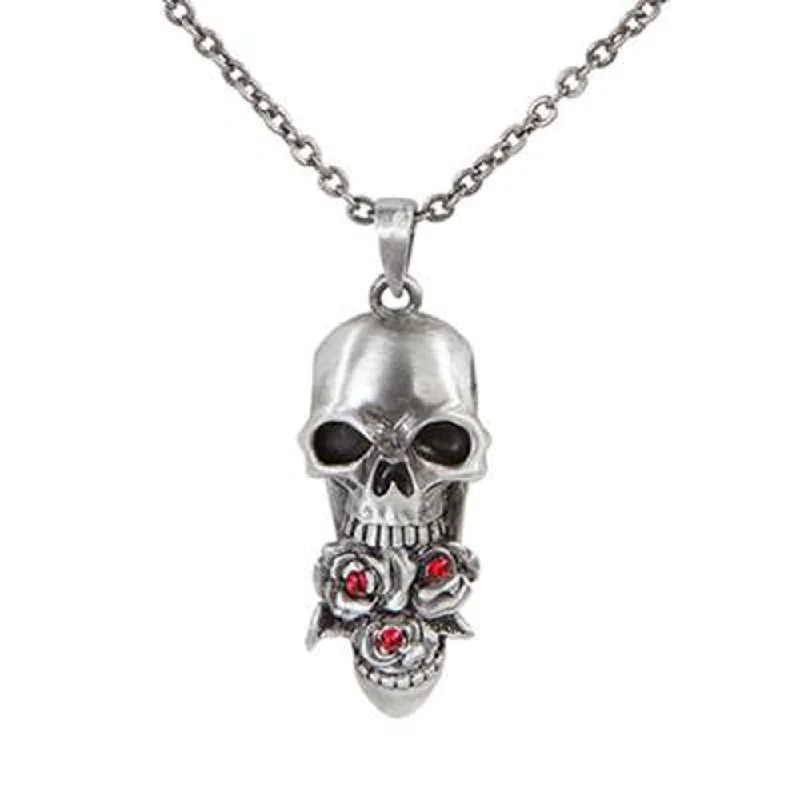 delicate necklaces for women -Skull Rose Necklace