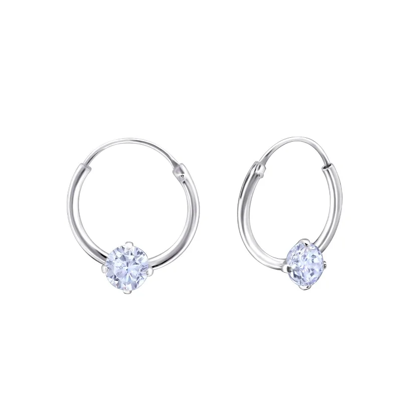 stylish chandelier earrings -Children's Sterling Silver 'June Birthstone' Hoop Earrings