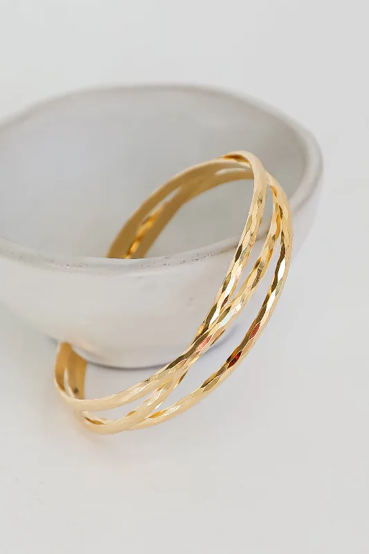 stylish cuff bracelets for women -FINAL SALE - Penelope Gold Triple Cuff Bracelet