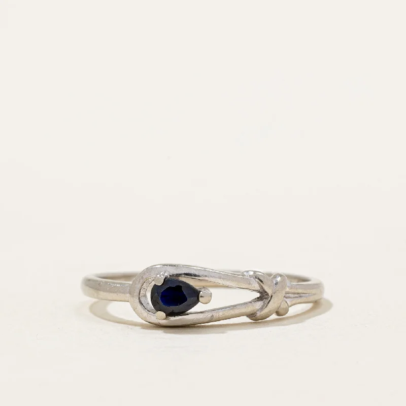 stylish silver rings -Pear Sapphire Ring | 0.22ct | SZ 7.25 |