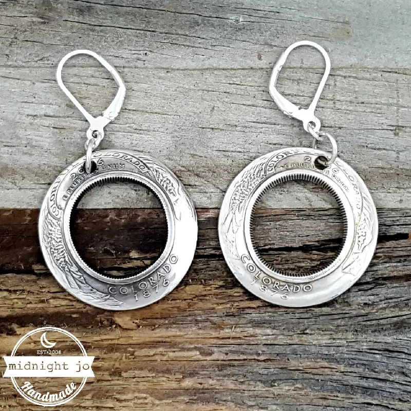 crystal drop earrings -90% Silver State Quarter Inside Out Coin Earrings