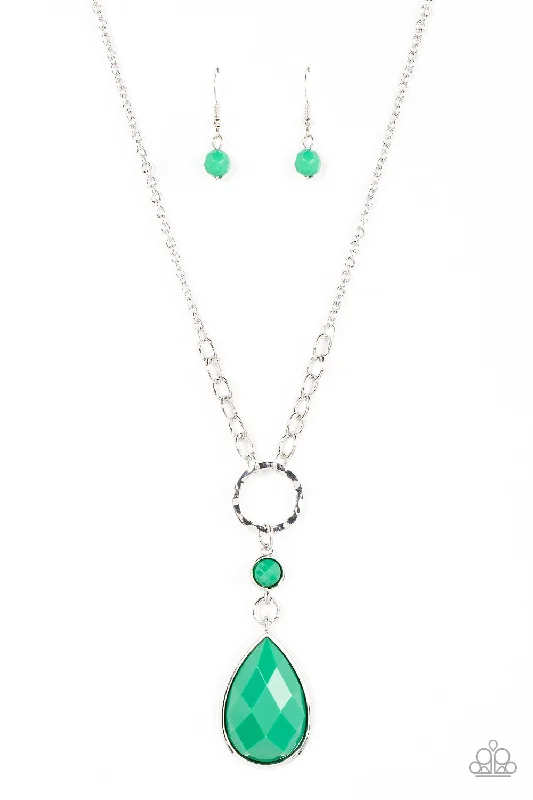 elegant lock pendant necklaces -Valley Girl Glamour - Green