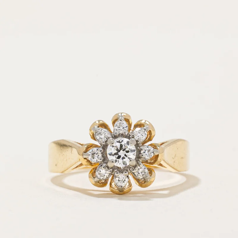 colorful rings for women -Diamond Flower Cocktail Ring | 0.32ctw | SZ 5.75 |