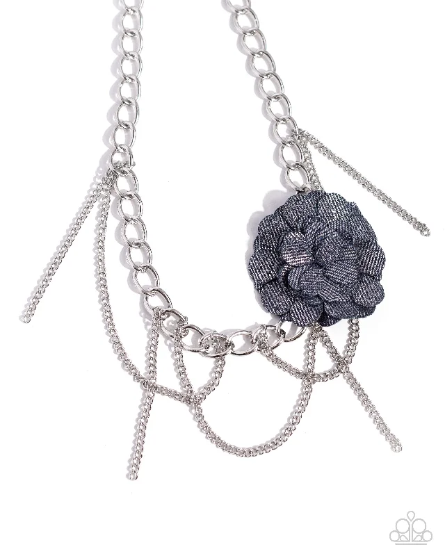 stylish gemstone necklaces -Deconstructed Denim - Blue