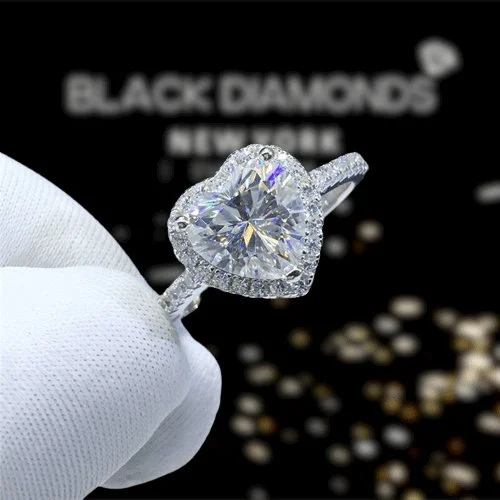 modern diamond engagement rings -2ct Heart Cut D Color Diamond Romantic Engagement Ring