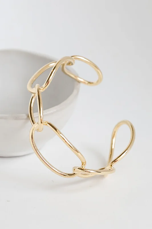 trendy bangles for women -Brooklyn Gold Chainlink Cuff Bracelet