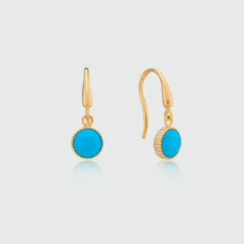 dazzling crystal earrings -Barcelona December Turquoise Birthstone Hook Earrings