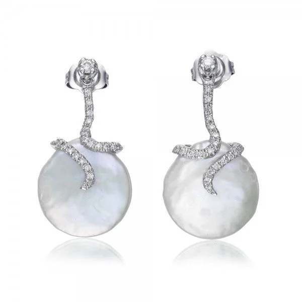 stud earrings for women -Enchanting Cultured Freshwater Coin Pearl & Diamond Earrings