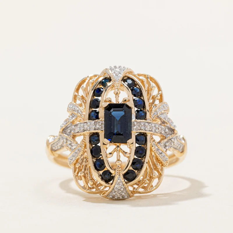 antique wedding rings -Sapphire & Diamond Cocktail Ring | 1.36ctw, 0.05ctw | SZ 9.75 |