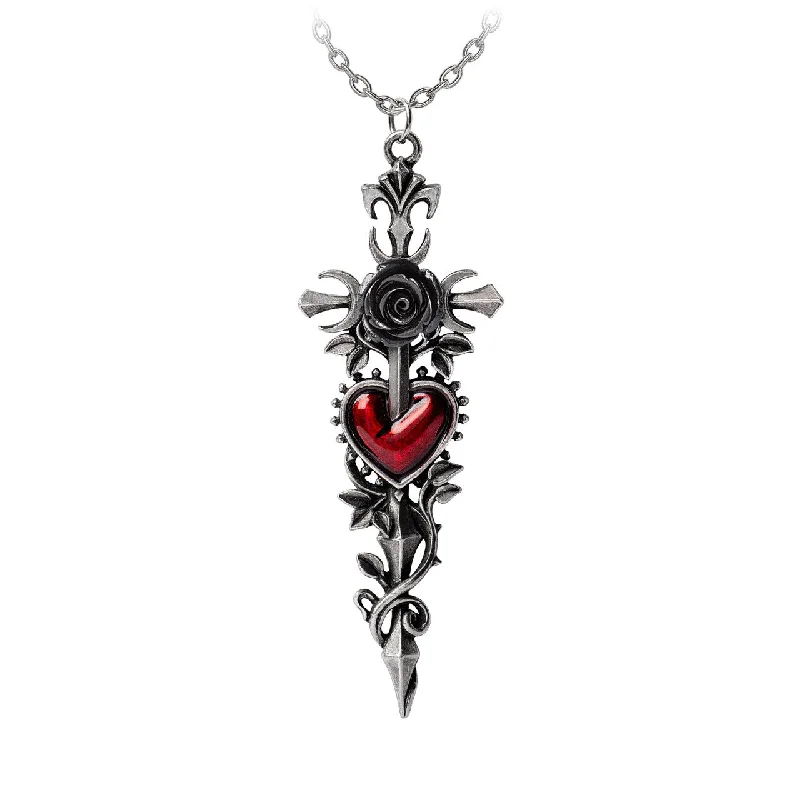 vintage charm necklaces -Cross of the Dark Kiss Neckwear Necklace