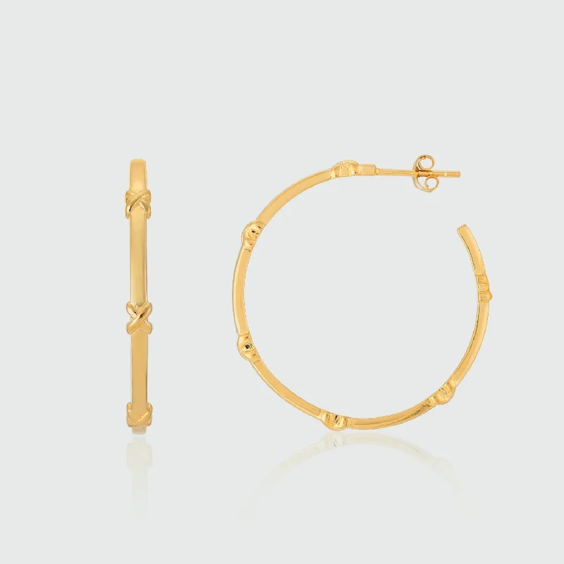 large statement earrings -Deia Large Yellow Gold Vermeil Kiss Hoop Earrings