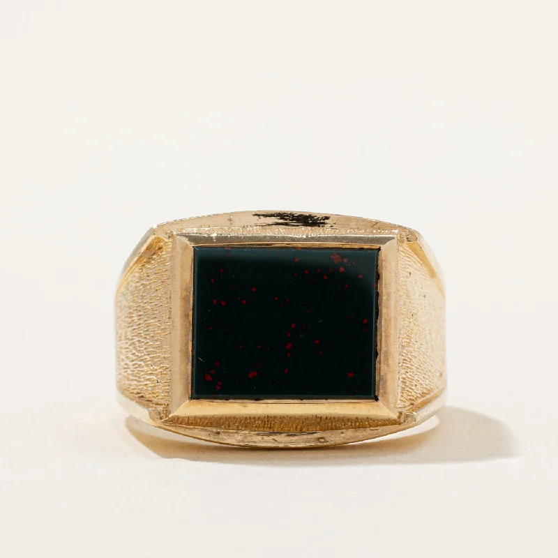 gold engagement rings -Bloodstone Signet Ring | 1.76ct | SZ 9.5 |