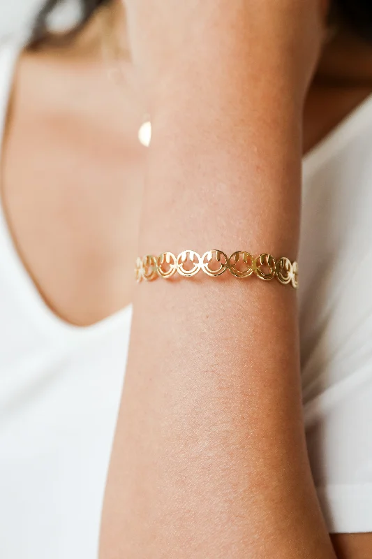 elegant silver cuff bracelets -FINAL SALE - Noelle Gold Smiley Face Cuff Bracelet