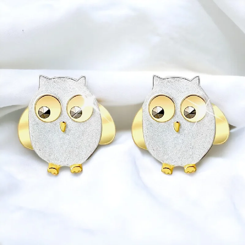 chic drop earrings -Silver Owl Stud Earring For Women & Girls