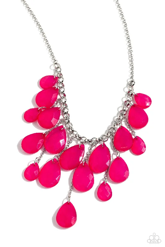 affordable engagement necklaces -Front Row Flamboyance - Pink