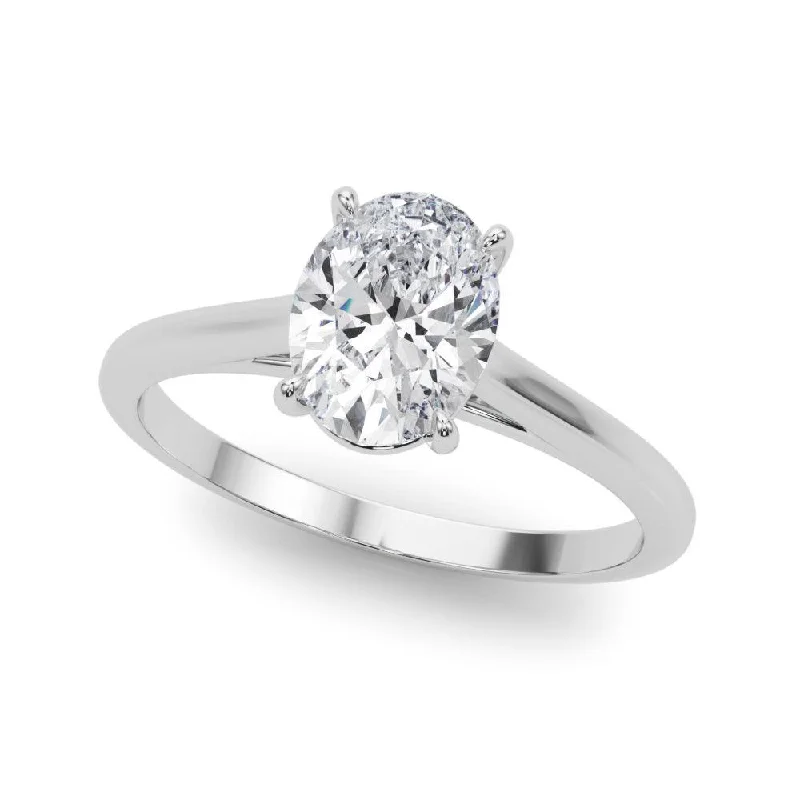 trendy fashion rings -Michelle Oval Engagement Ring - 1.0 Ct IGI Certified