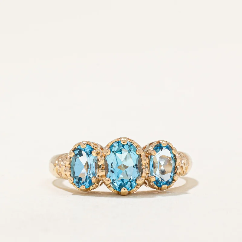 stylish silver rings -Three Stone Blue Topaz Ring | 1.90ctw | SZ 7.25 |