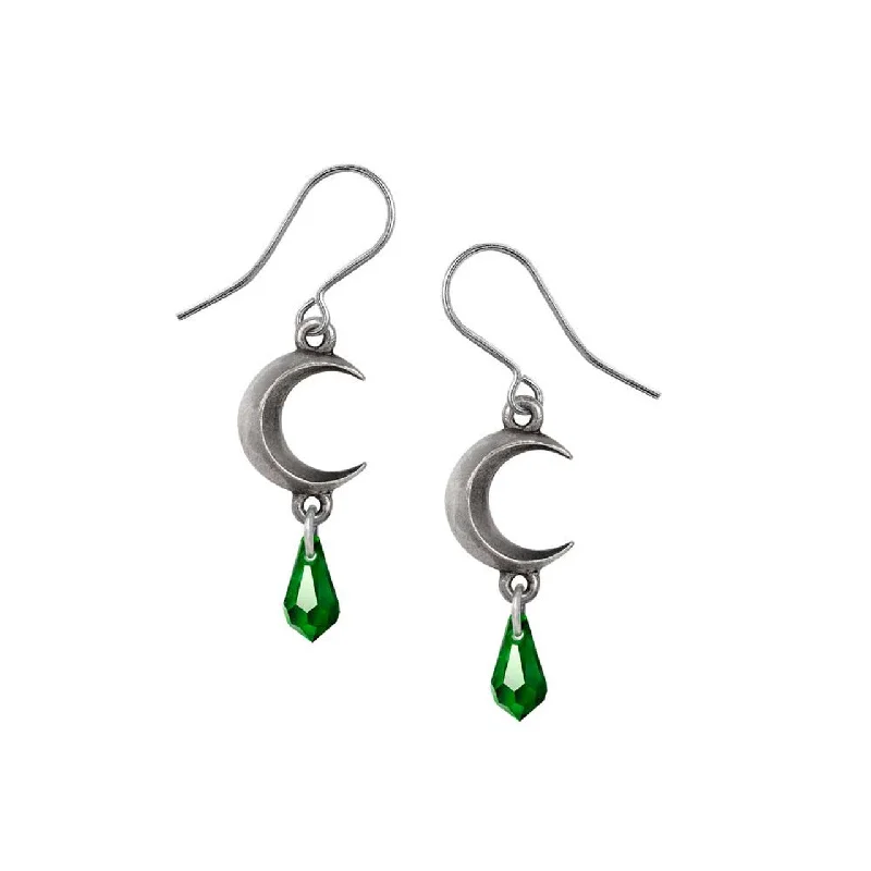 stylish chandelier earrings -Tears of the Moon Earrings in Emerald Crystal by Alchemy Gothic