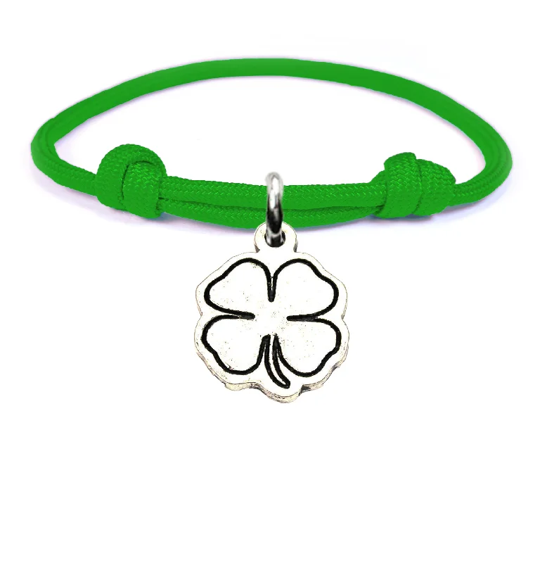 matching bracelet sets for women -Good Luck Shamrock Adjustable Paracord Bracelet