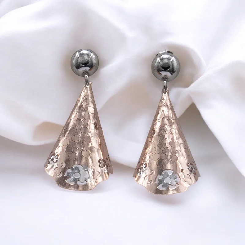 statement earrings for women -Rosegold silver triangle drop earrings for women and girls