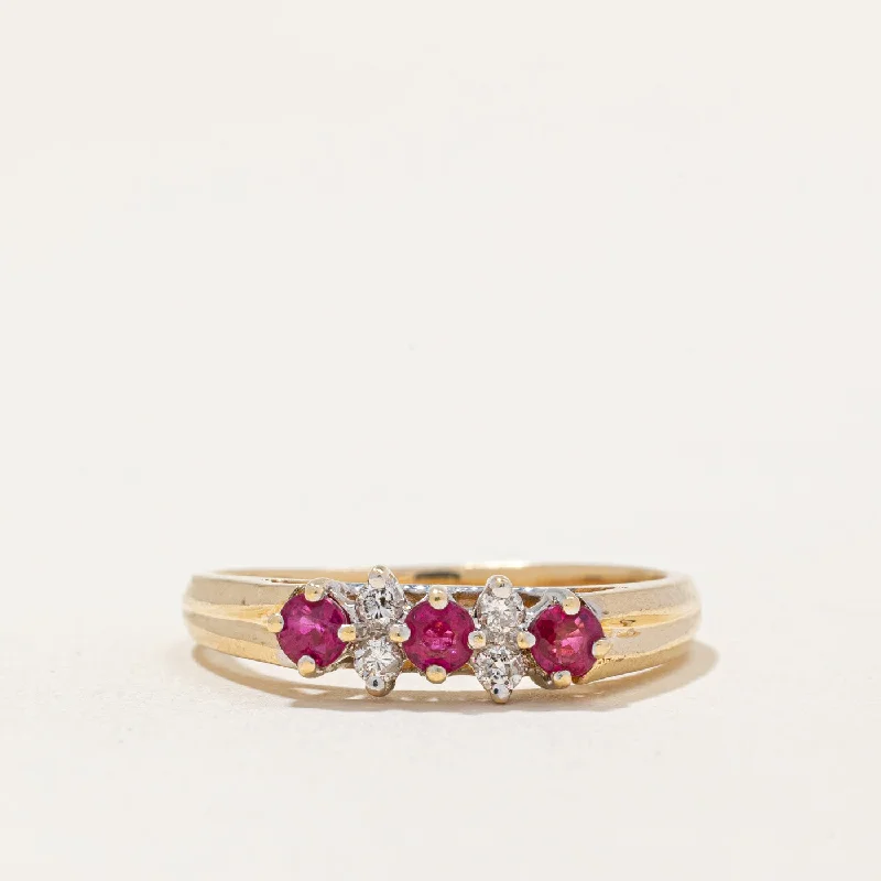 cocktail rings for women -Synthetic Ruby & Natural Diamond Ring | 0.23ctw, 0.04ctw | SZ 6.75 |