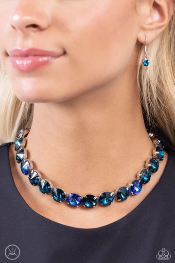 stylish heart pendant necklaces -Alluring A-Lister - Blue Choker