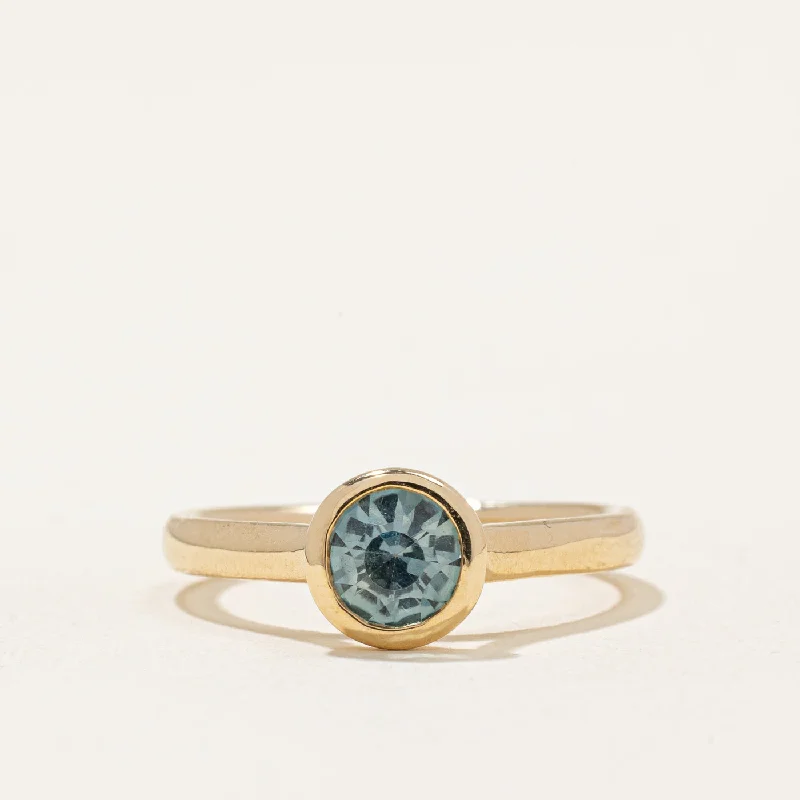 vintage wedding rings -100 Ways' Teal Sapphire Bezel Set Ring | 0.88ct | SZ 6.75 |