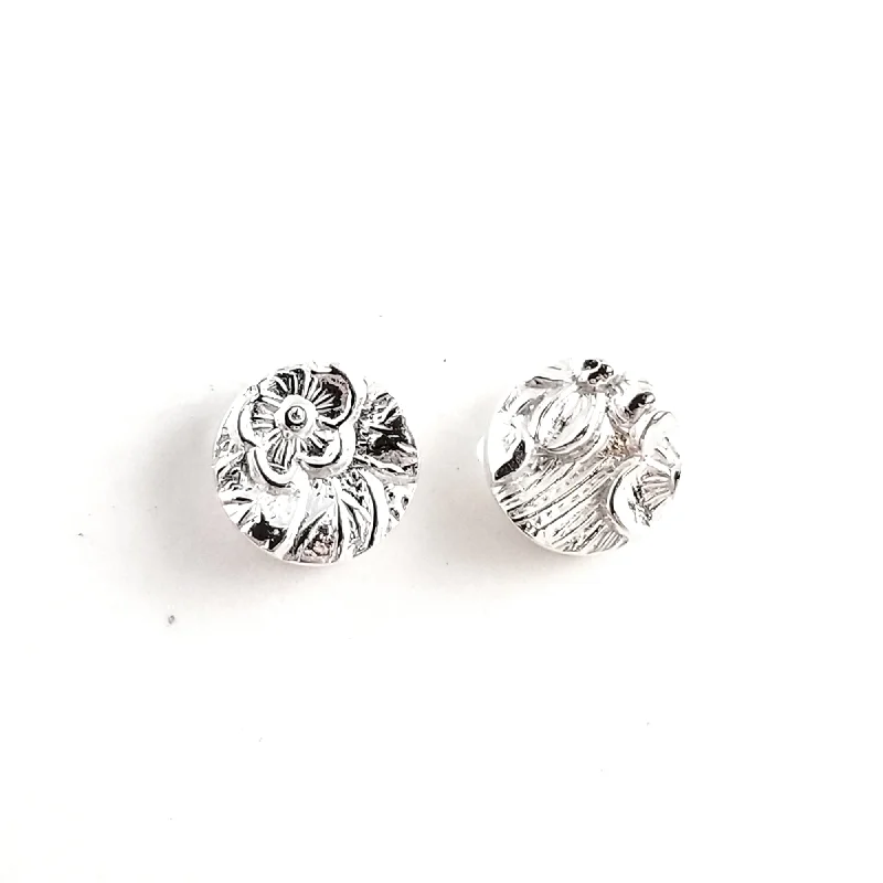 bridal earrings for weddings -Sterling Silver Stieff Rose Spoon Stud Earrings