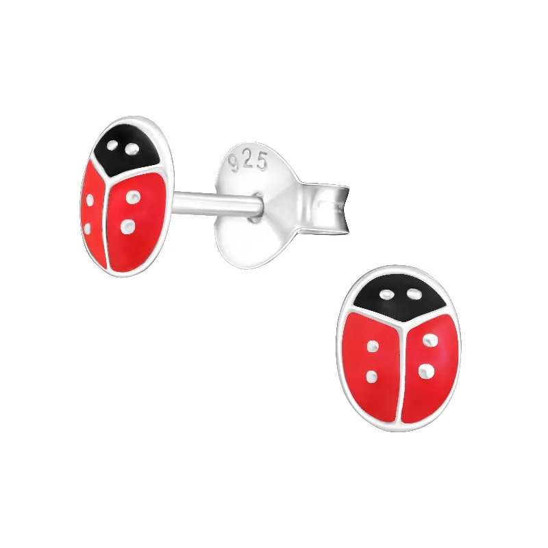 personalized jewelry earrings -Children's Sterling Silver 'Red Ladybird' Stud Earrings