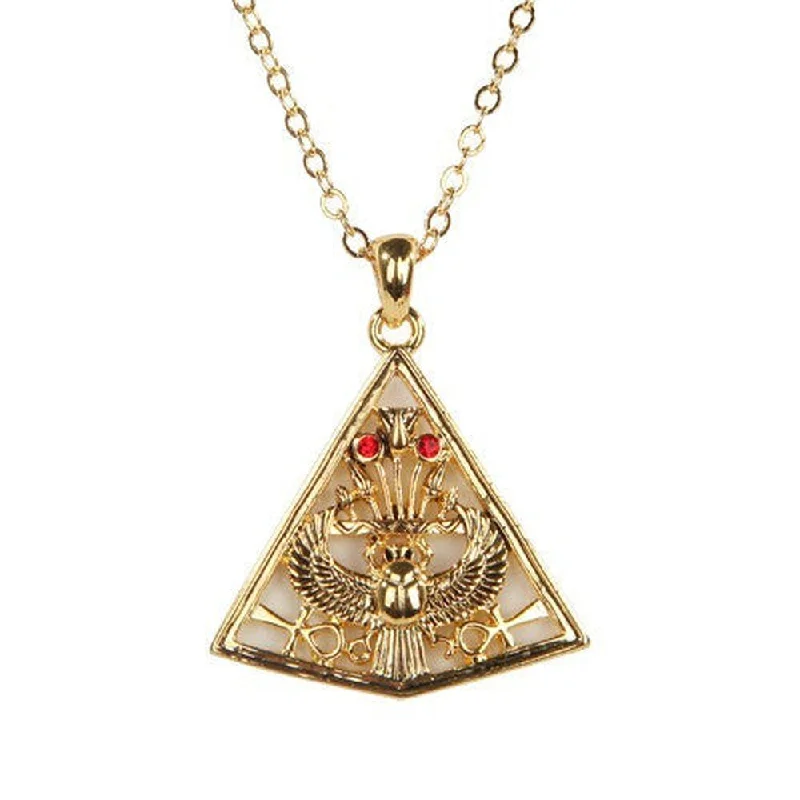 trendy women’s necklaces -Pyramid Scarab Necklace