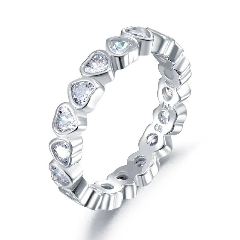 gemstone engagement rings -Created Diamond Eternity Wedding Band Heart Stacking Ring