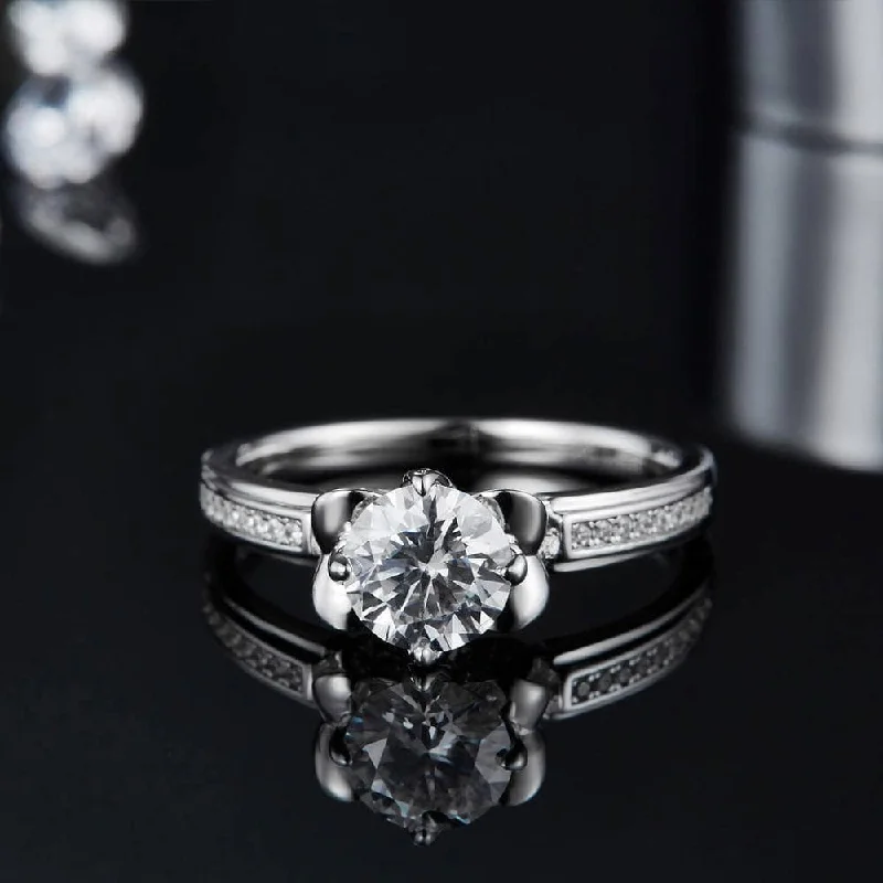 simple engagement rings -1.0Ct 6.5mm VVS1 Diamond Antique Style Ring