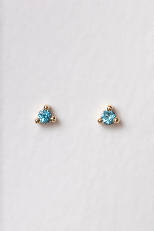 fashion diamond earrings -Mini Birthstone Stud Earring | Blue Topaz