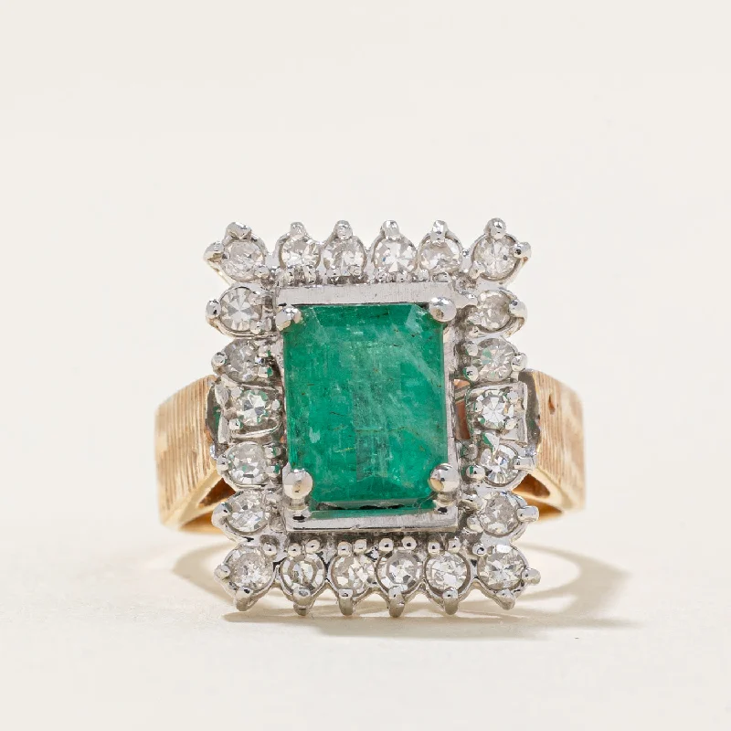 timeless rings for women -Emerald & Diamond Cocktail Ring | 1.69ct, 0.44ctw | SZ 5 |