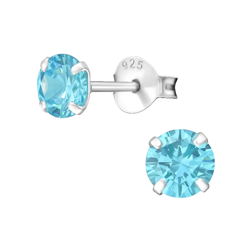 chic ear jackets -Children's Sterling Silver 'March Birthstone'  Stud Earrings