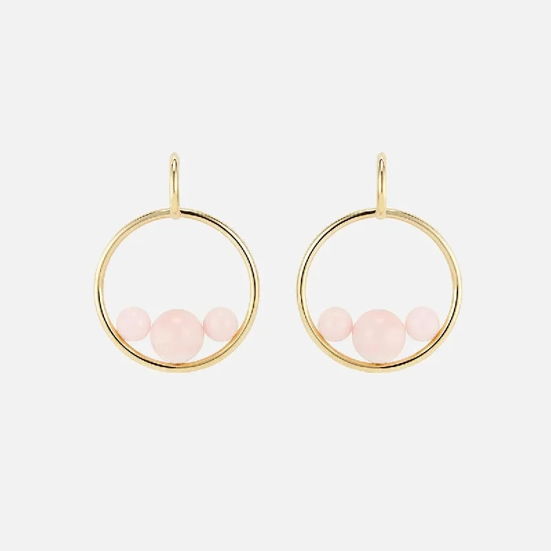 luxury diamond stud earrings -Triple Pink Opal Hoops